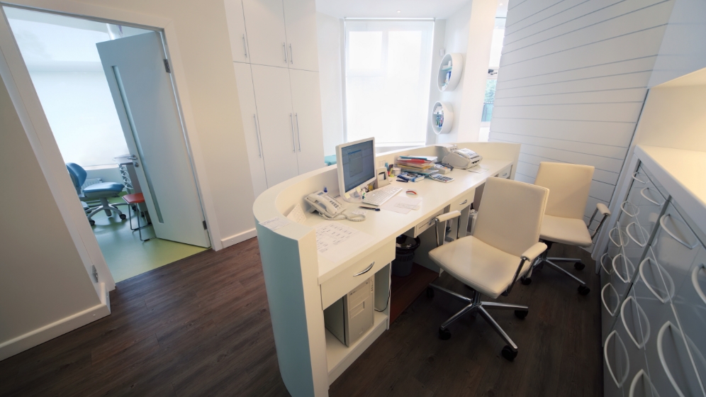 Interior of reception area in Easton dental office